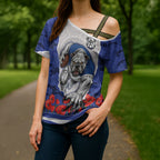 Personalized Bulldogs ANZAC Tribute Cross Shoulder Shirt Poppy Field Soldier Silhouette Aboriginal Rugby Mascot