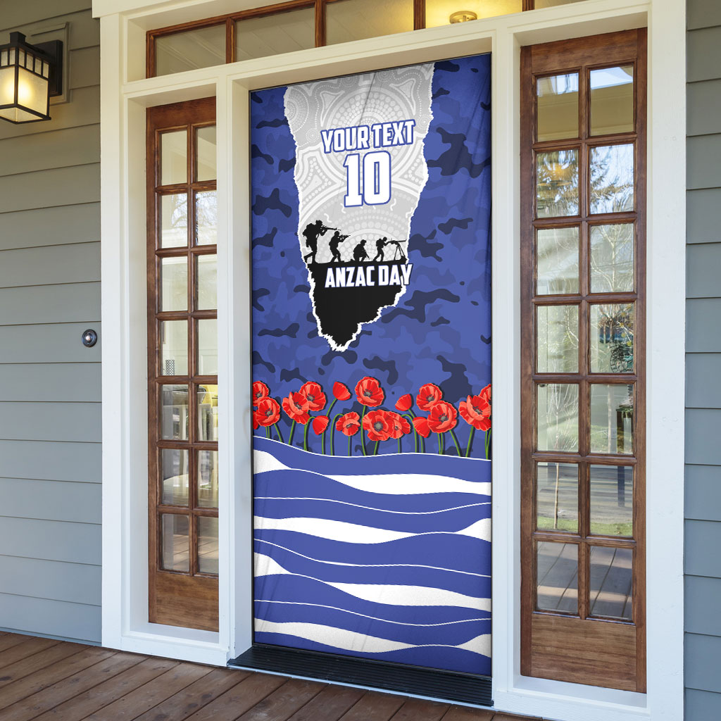 Personalized Bulldogs ANZAC Tribute Door Cover Poppy Field Soldier Silhouette Aboriginal Rugby Mascot