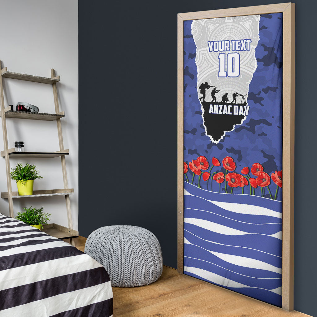 Personalized Bulldogs ANZAC Tribute Door Cover Poppy Field Soldier Silhouette Aboriginal Rugby Mascot