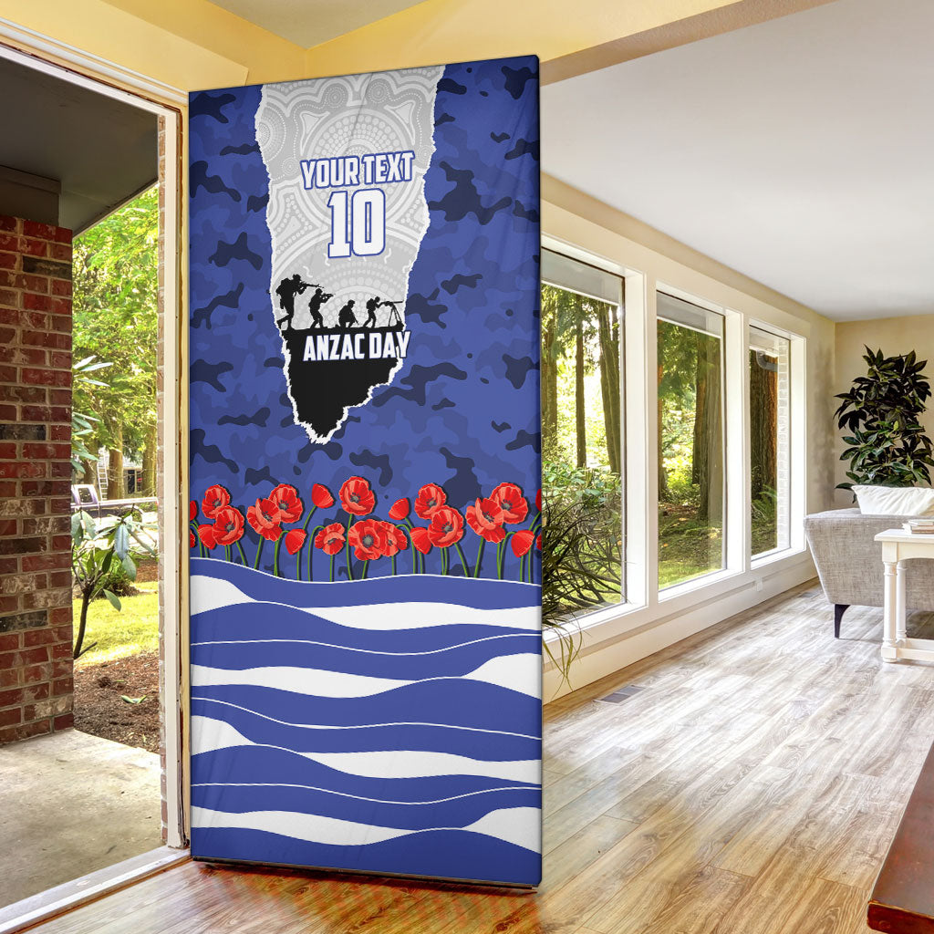 Personalized Bulldogs ANZAC Tribute Door Cover Poppy Field Soldier Silhouette Aboriginal Rugby Mascot