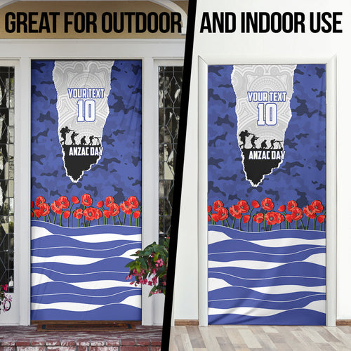 Personalized Bulldogs ANZAC Tribute Door Cover Poppy Field Soldier Silhouette Aboriginal Rugby Mascot