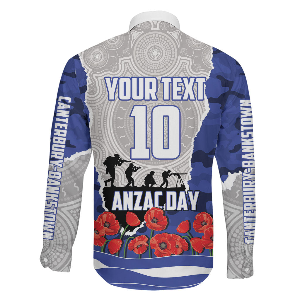 Personalized Bulldogs ANZAC Tribute Family Matching Off Shoulder Maxi Dress and Hawaiian Shirt Poppy Field Soldier Silhouette Aboriginal Rugby Mascot
