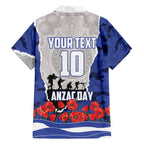 Personalized Bulldogs ANZAC Tribute Family Matching Off Shoulder Short Dress and Hawaiian Shirt Poppy Field Soldier Silhouette Aboriginal Rugby Mascot