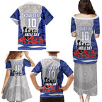Personalized Bulldogs ANZAC Tribute Family Matching Puletasi and Hawaiian Shirt Poppy Field Soldier Silhouette Aboriginal Rugby Mascot