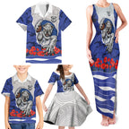Personalized Bulldogs ANZAC Tribute Family Matching Tank Maxi Dress and Hawaiian Shirt Poppy Field Soldier Silhouette Aboriginal Rugby Mascot