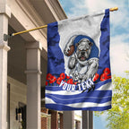 Personalized Bulldogs ANZAC Tribute Garden Flag Poppy Field Soldier Silhouette Aboriginal Rugby Mascot