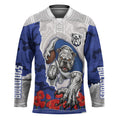 Personalized Bulldogs ANZAC Tribute Hockey Jersey Poppy Field Soldier Silhouette Aboriginal Rugby Mascot