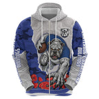 Personalized Bulldogs ANZAC Tribute Hoodie Poppy Field Soldier Silhouette Aboriginal Rugby Mascot