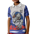 Personalized Bulldogs ANZAC Tribute Kid Polo Shirt Poppy Field Soldier Silhouette Aboriginal Rugby Mascot