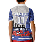 Personalized Bulldogs ANZAC Tribute Kid Polo Shirt Poppy Field Soldier Silhouette Aboriginal Rugby Mascot