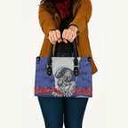 Personalized Bulldogs ANZAC Tribute Leather Bag Poppy Field Soldier Silhouette Aboriginal Rugby Mascot