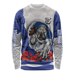 Personalized Bulldogs ANZAC Tribute Long Sleeve Shirt Poppy Field Soldier Silhouette Aboriginal Rugby Mascot