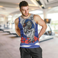 Personalized Bulldogs ANZAC Tribute Men Tank Top Poppy Field Soldier Silhouette Aboriginal Rugby Mascot