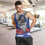 Personalized Bulldogs ANZAC Tribute Men Tank Top Poppy Field Soldier Silhouette Aboriginal Rugby Mascot