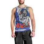 Personalized Bulldogs ANZAC Tribute Men Tank Top Poppy Field Soldier Silhouette Aboriginal Rugby Mascot