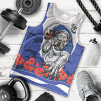 Personalized Bulldogs ANZAC Tribute Men Tank Top Poppy Field Soldier Silhouette Aboriginal Rugby Mascot