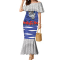 Personalized Bulldogs ANZAC Tribute Mermaid Dress Poppy Field Soldier Silhouette Aboriginal Rugby Mascot
