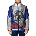 Personalized Bulldogs ANZAC Tribute Padded Jacket Poppy Field Soldier Silhouette Aboriginal Rugby Mascot
