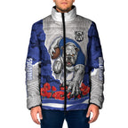 Personalized Bulldogs ANZAC Tribute Padded Jacket Poppy Field Soldier Silhouette Aboriginal Rugby Mascot