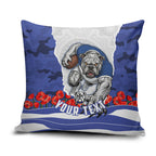Personalized Bulldogs ANZAC Tribute Pillow Cover Poppy Field Soldier Silhouette Aboriginal Rugby Mascot