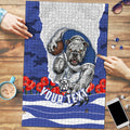 Personalized Bulldogs ANZAC Tribute Puzzle Poppy Field Soldier Silhouette Aboriginal Rugby Mascot