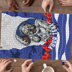 Personalized Bulldogs ANZAC Tribute Puzzle Poppy Field Soldier Silhouette Aboriginal Rugby Mascot