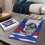 Personalized Bulldogs ANZAC Tribute Puzzle Poppy Field Soldier Silhouette Aboriginal Rugby Mascot
