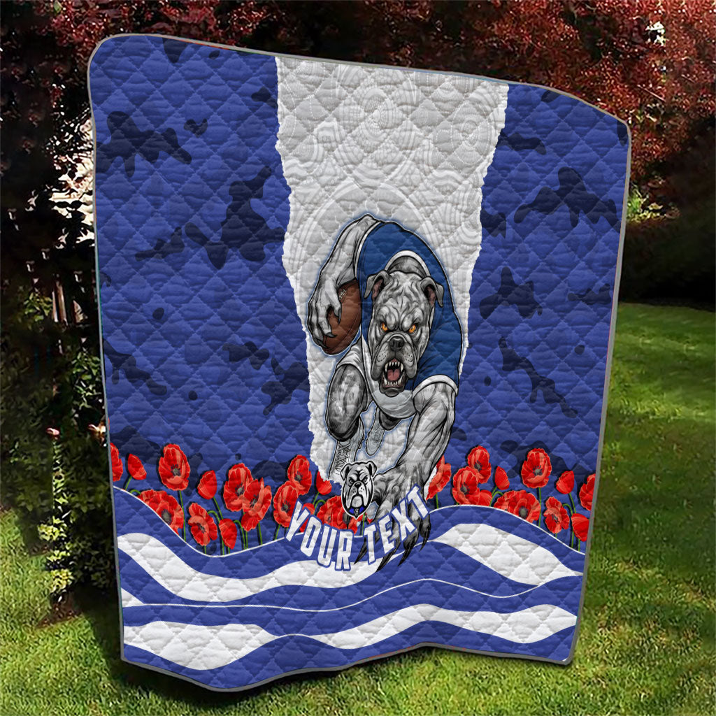 Personalized Bulldogs ANZAC Tribute Quilt Poppy Field Soldier Silhouette Aboriginal Rugby Mascot