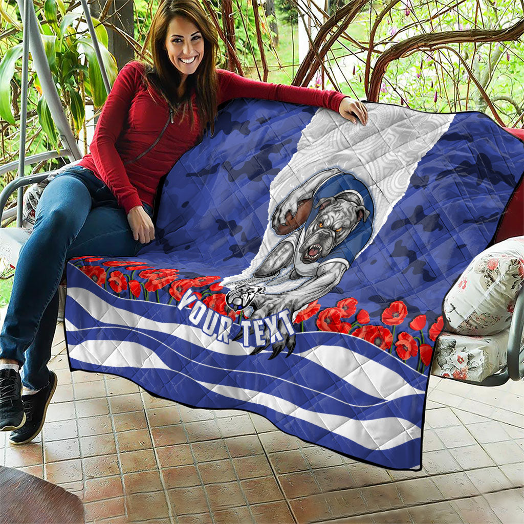 Personalized Bulldogs ANZAC Tribute Quilt Poppy Field Soldier Silhouette Aboriginal Rugby Mascot