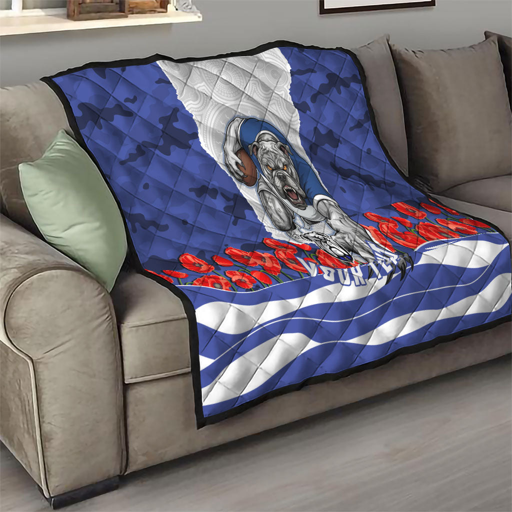 Personalized Bulldogs ANZAC Tribute Quilt Poppy Field Soldier Silhouette Aboriginal Rugby Mascot