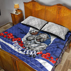 Personalized Bulldogs ANZAC Tribute Quilt Bed Set Poppy Field Soldier Silhouette Aboriginal Rugby Mascot
