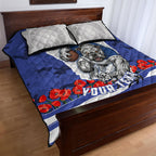 Personalized Bulldogs ANZAC Tribute Quilt Bed Set Poppy Field Soldier Silhouette Aboriginal Rugby Mascot