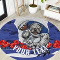 Personalized Bulldogs ANZAC Tribute Round Carpet Poppy Field Soldier Silhouette Aboriginal Rugby Mascot