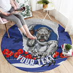 Personalized Bulldogs ANZAC Tribute Round Carpet Poppy Field Soldier Silhouette Aboriginal Rugby Mascot