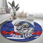 Personalized Bulldogs ANZAC Tribute Round Carpet Poppy Field Soldier Silhouette Aboriginal Rugby Mascot