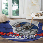 Personalized Bulldogs ANZAC Tribute Round Carpet Poppy Field Soldier Silhouette Aboriginal Rugby Mascot