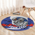 Personalized Bulldogs ANZAC Tribute Round Carpet Poppy Field Soldier Silhouette Aboriginal Rugby Mascot