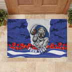 Personalized Bulldogs ANZAC Tribute Rubber Doormat Poppy Field Soldier Silhouette Aboriginal Rugby Mascot