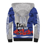Personalized Bulldogs ANZAC Tribute Sherpa Hoodie Poppy Field Soldier Silhouette Aboriginal Rugby Mascot