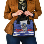 Personalized Bulldogs ANZAC Tribute Shoulder Handbag Poppy Field Soldier Silhouette Aboriginal Rugby Mascot