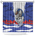Personalized Bulldogs ANZAC Tribute Shower Curtain Poppy Field Soldier Silhouette Aboriginal Rugby Mascot