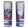 Personalized Bulldogs ANZAC Tribute Skinny Tumbler Poppy Field Soldier Silhouette Aboriginal Rugby Mascot