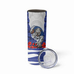 Personalized Bulldogs ANZAC Tribute Skinny Tumbler Poppy Field Soldier Silhouette Aboriginal Rugby Mascot