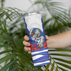 Personalized Bulldogs ANZAC Tribute Skinny Tumbler Poppy Field Soldier Silhouette Aboriginal Rugby Mascot