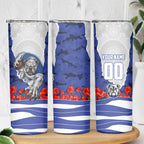 Personalized Bulldogs ANZAC Tribute Skinny Tumbler Poppy Field Soldier Silhouette Aboriginal Rugby Mascot