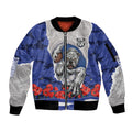 Personalized Bulldogs ANZAC Tribute Sleeve Zip Bomber Jacket Poppy Field Soldier Silhouette Aboriginal Rugby Mascot