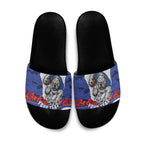 Personalized Bulldogs ANZAC Tribute Slide Sandals Poppy Field Soldier Silhouette Aboriginal Rugby Mascot