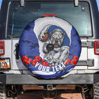 Personalized Bulldogs ANZAC Tribute Spare Tire Cover Poppy Field Soldier Silhouette Aboriginal Rugby Mascot