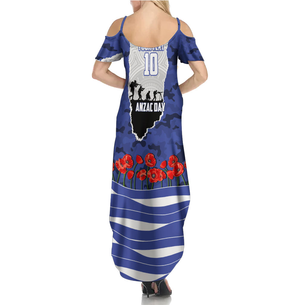 Personalized Bulldogs ANZAC Tribute Summer Maxi Dress Poppy Field Soldier Silhouette Aboriginal Rugby Mascot
