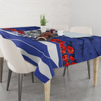 Personalized Bulldogs ANZAC Tribute Tablecloth Poppy Field Soldier Silhouette Aboriginal Rugby Mascot